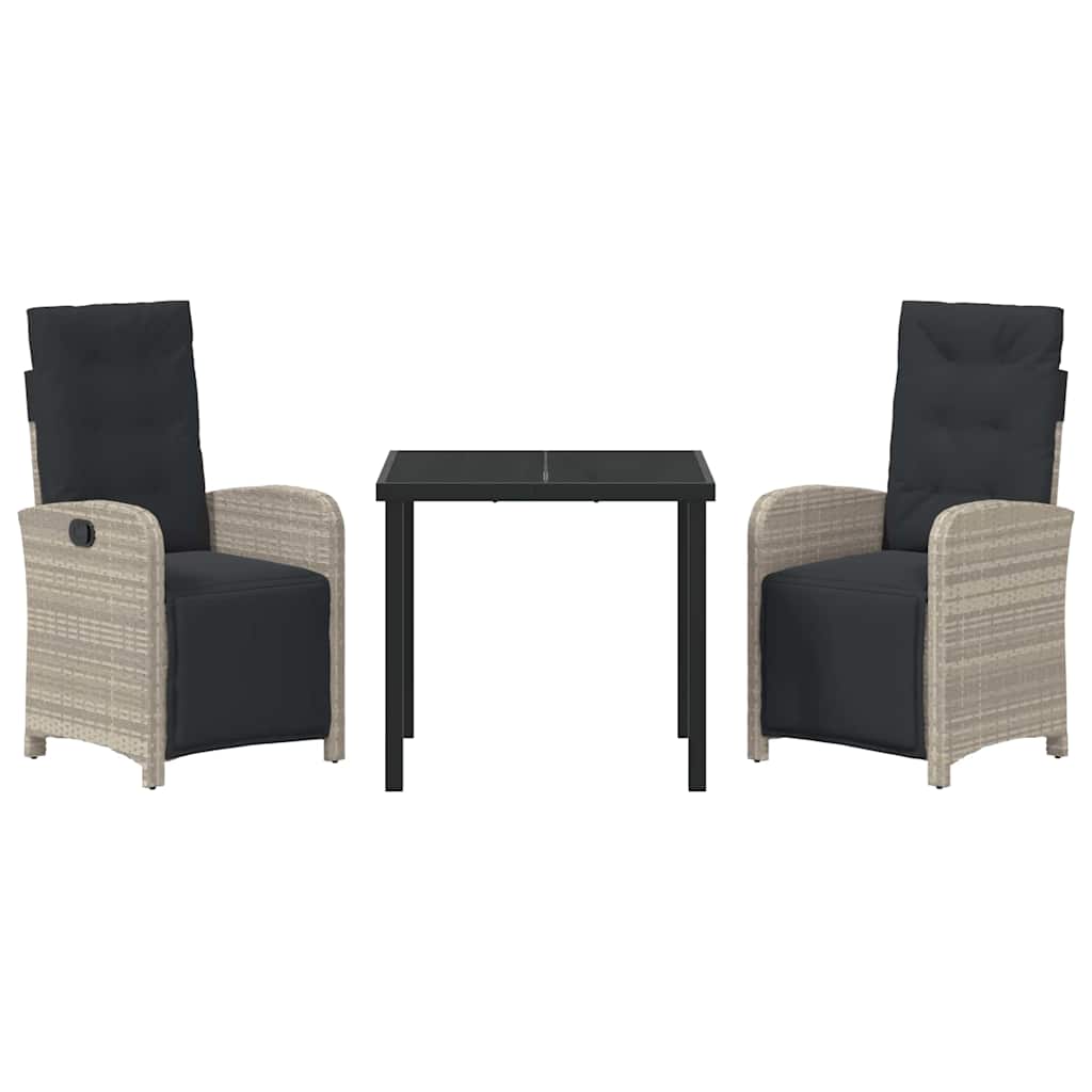Have Spisebordssæt med pude 3 pcs Lysegrå polyrattan
