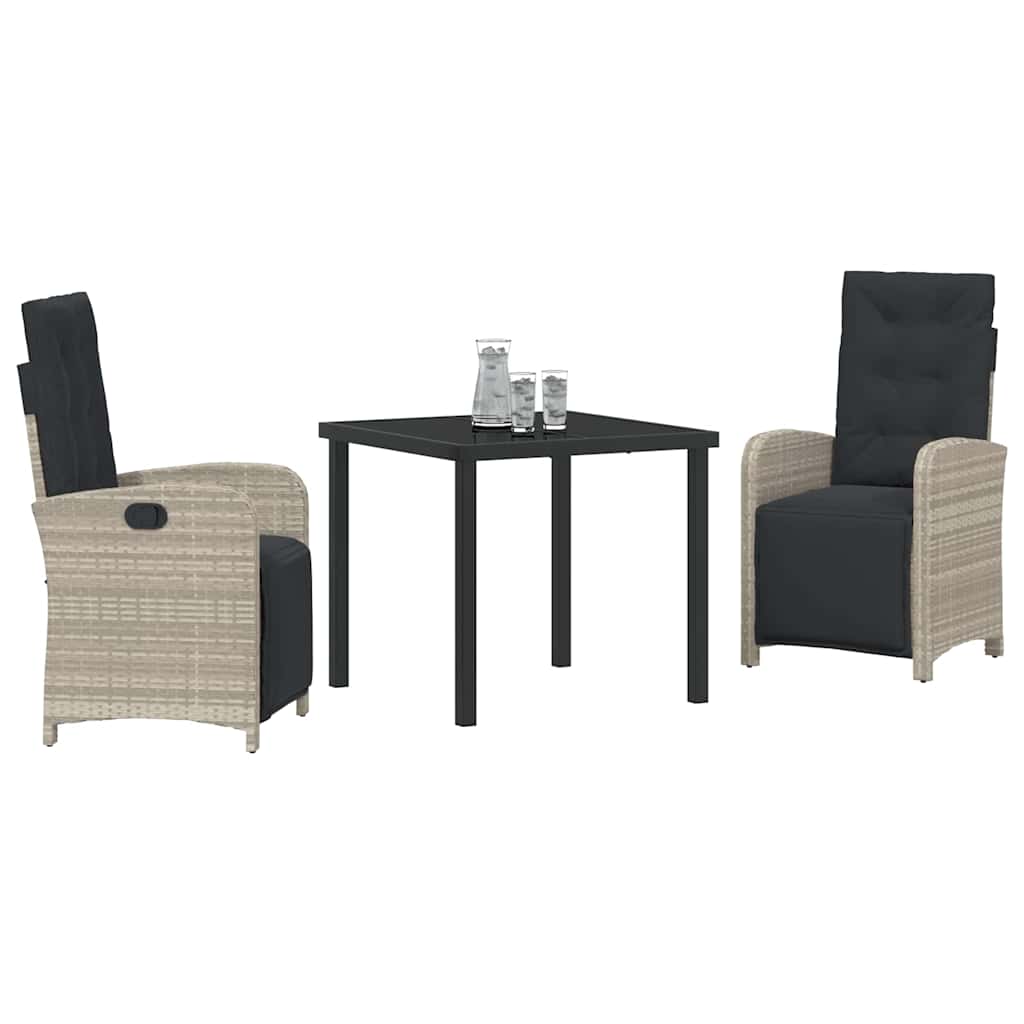 Have Spisebordssæt med pude 3 pcs Lysegrå polyrattan