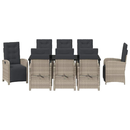 Have Spisebordssæt med pude 9 pcs Lysegrå polyrattan