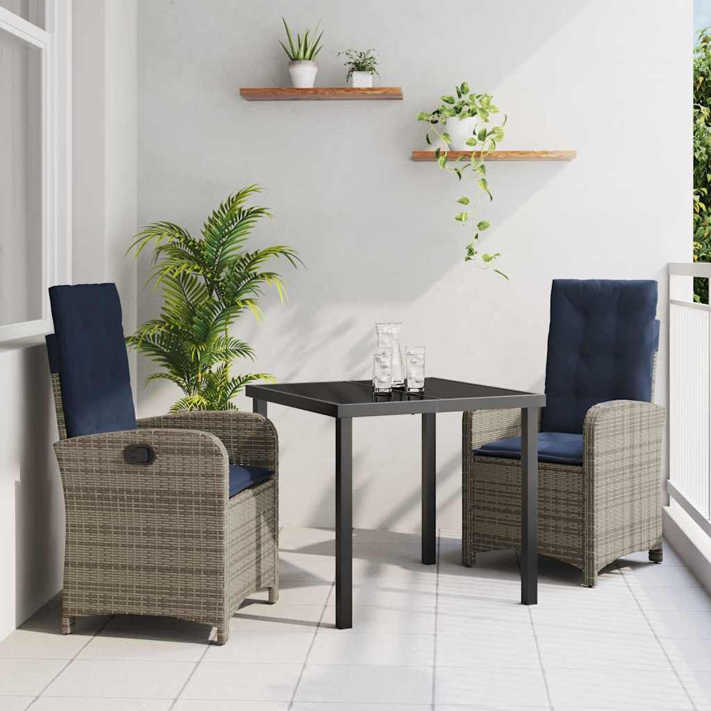 Have Spisebordssæt med pude 3 pcs Grå polyrattan