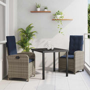 Have Spisebordssæt med pude 3 pcs Grå polyrattan