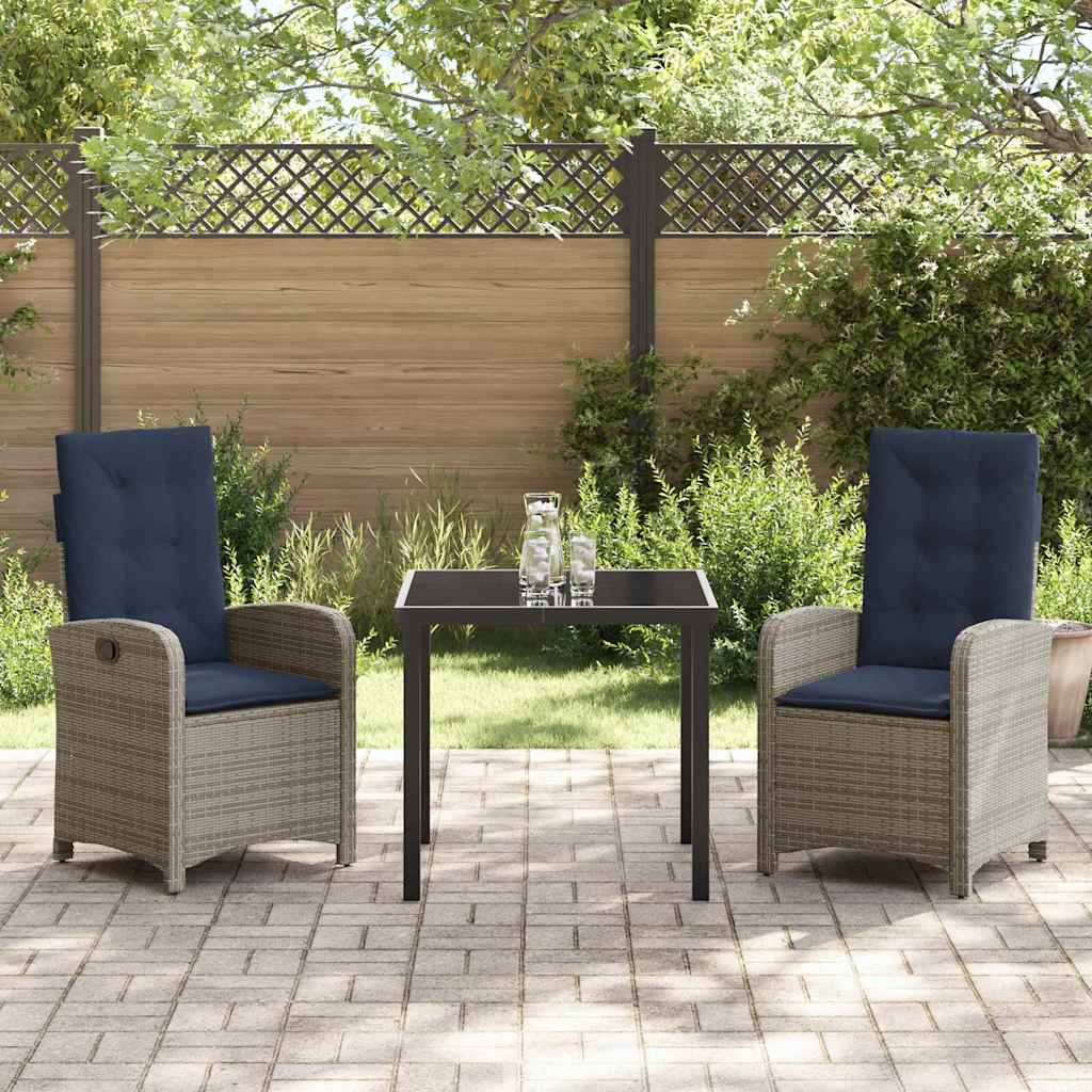 Have Spisebordssæt med pude 3 pcs Grå polyrattan
