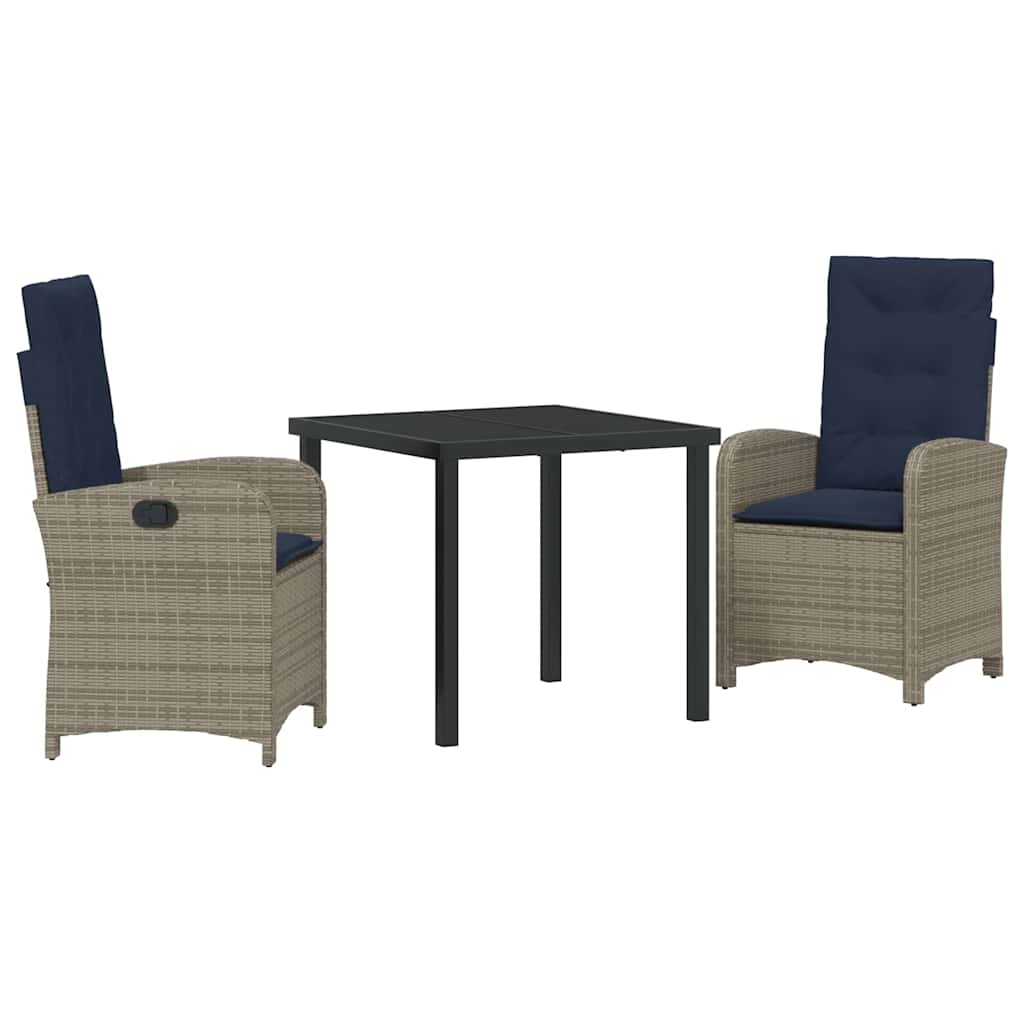 Have Spisebordssæt med pude 3 pcs Grå polyrattan