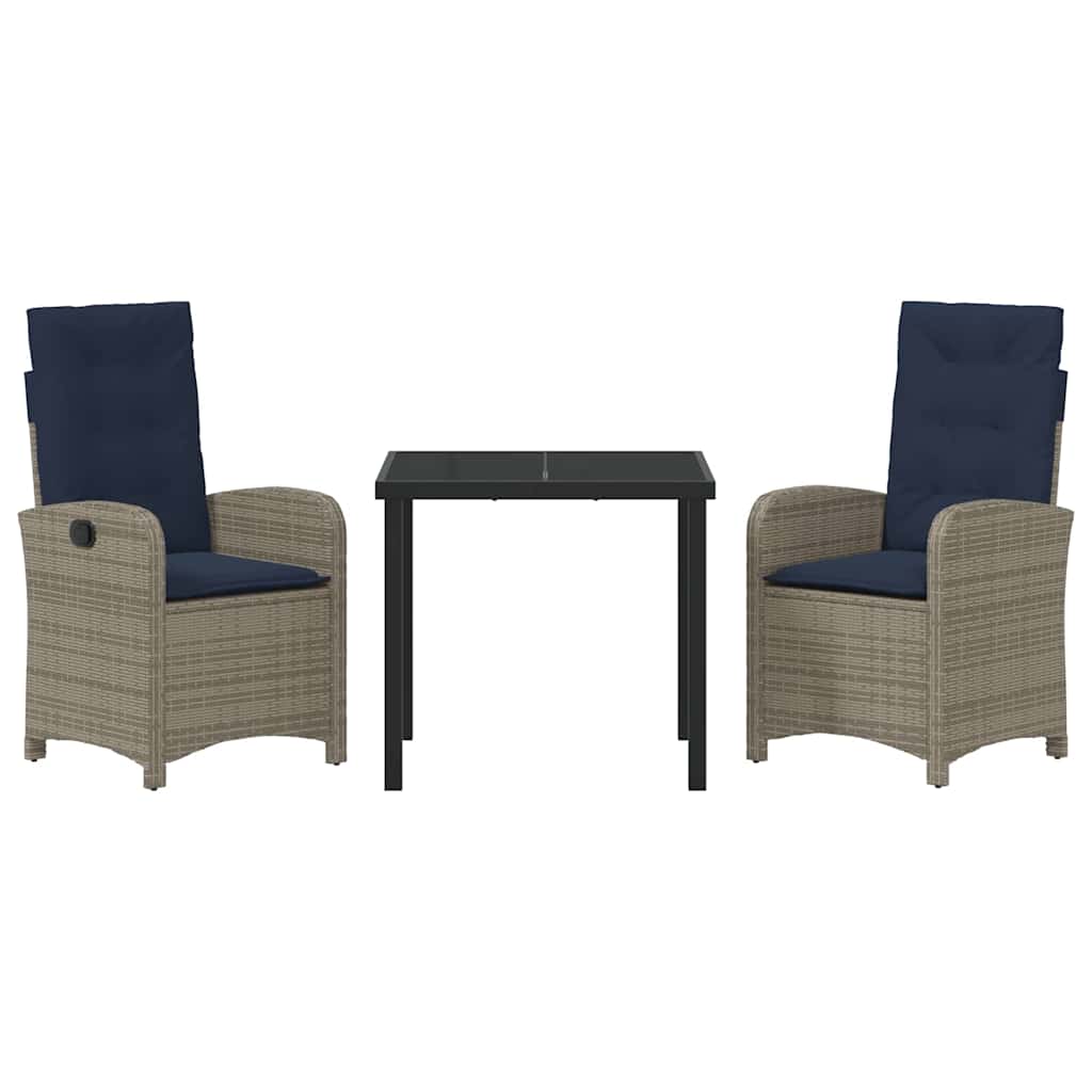 Have Spisebordssæt med pude 3 pcs Grå polyrattan