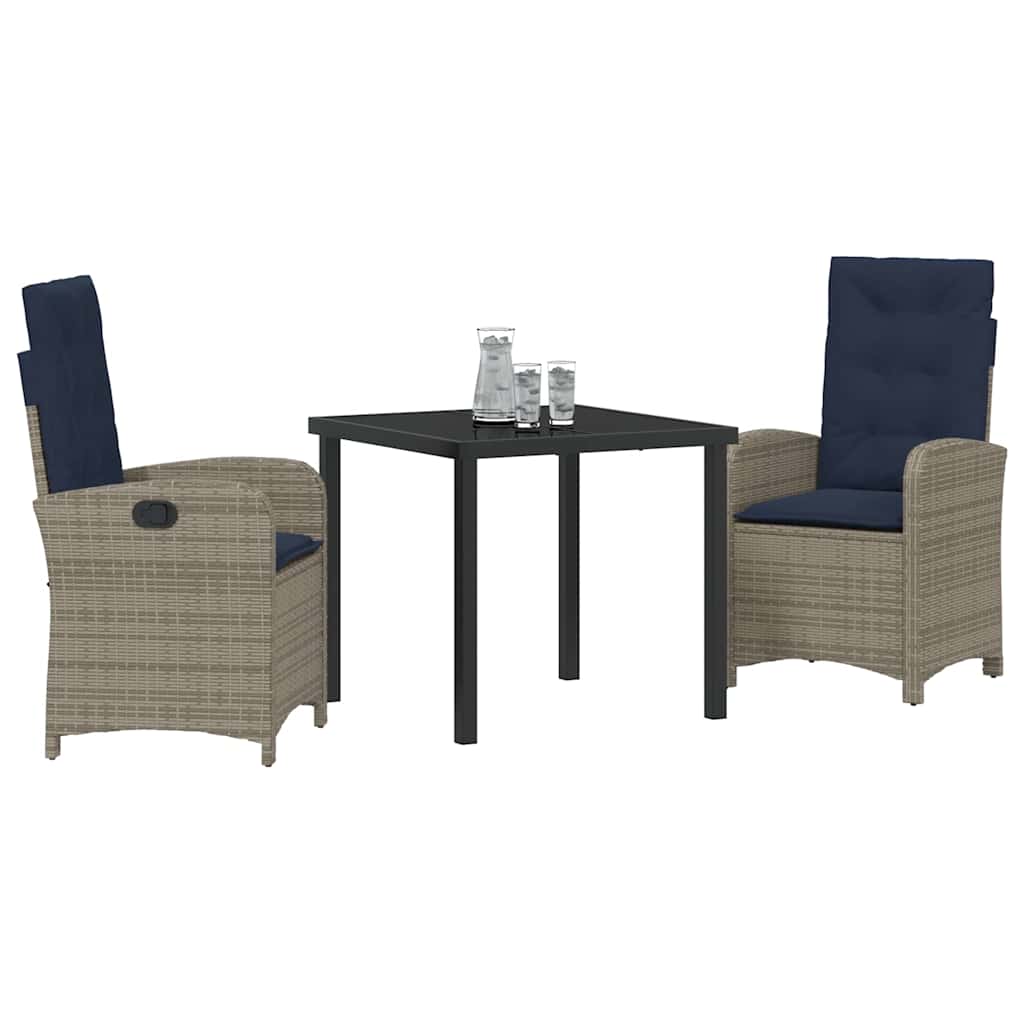 Have Spisebordssæt med pude 3 pcs Grå polyrattan