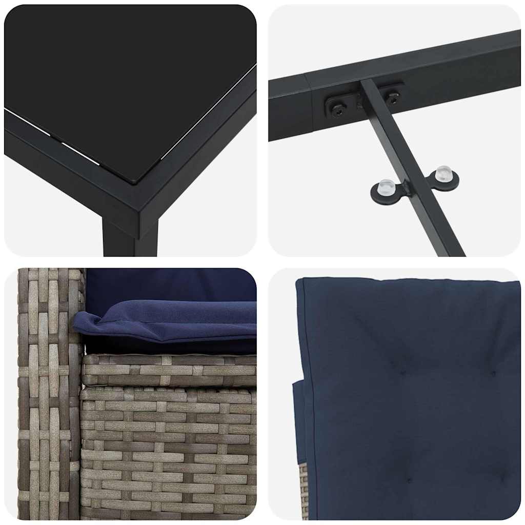 Have Spisebordssæt med pude 5 pcs Grå polyrattan