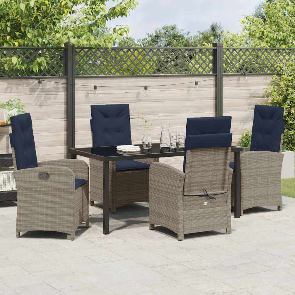 Have Spisebordssæt med pude 5 pcs Grå polyrattan