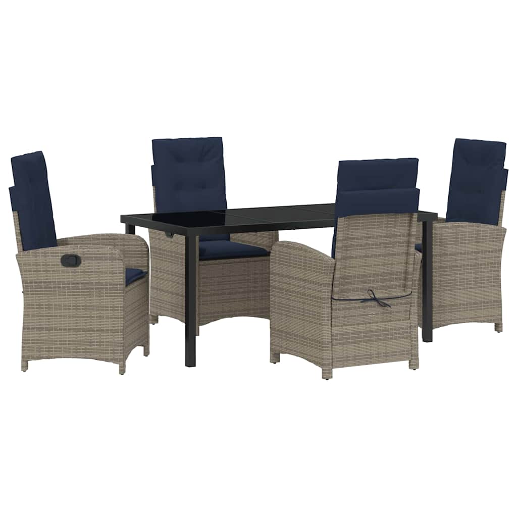 Have Spisebordssæt med pude 5 pcs Grå polyrattan
