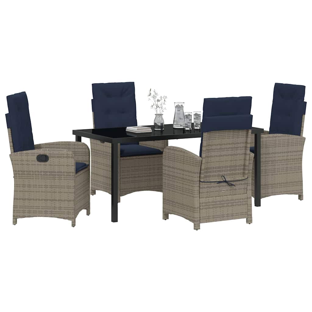 Have Spisebordssæt med pude 5 pcs Grå polyrattan