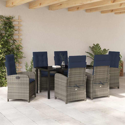 Have Spisebordssæt med pude 7 pcs Grå polyrattan