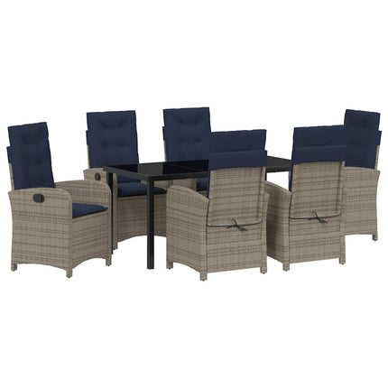 Have Spisebordssæt med pude 7 pcs Grå polyrattan