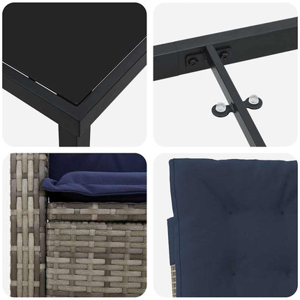 Have Spisebordssæt med pude 9 pcs Grå polyrattan