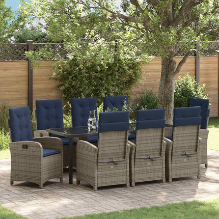 Have Spisebordssæt med pude 9 pcs Grå polyrattan