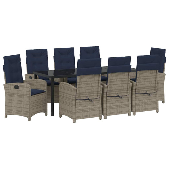 Have Spisebordssæt 9 stk. Grå polyrattan