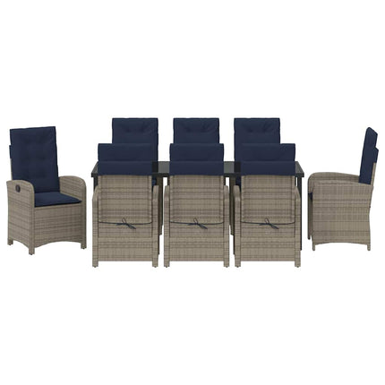 Have Spisebordssæt med pude 9 pcs Grå polyrattan