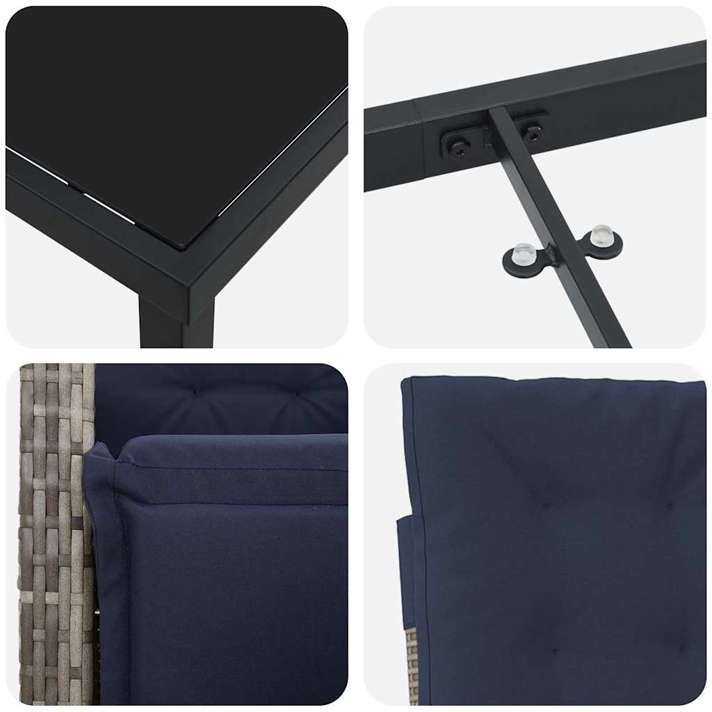 Have Spisebordssæt med pude 5 pcs Grå polyrattan