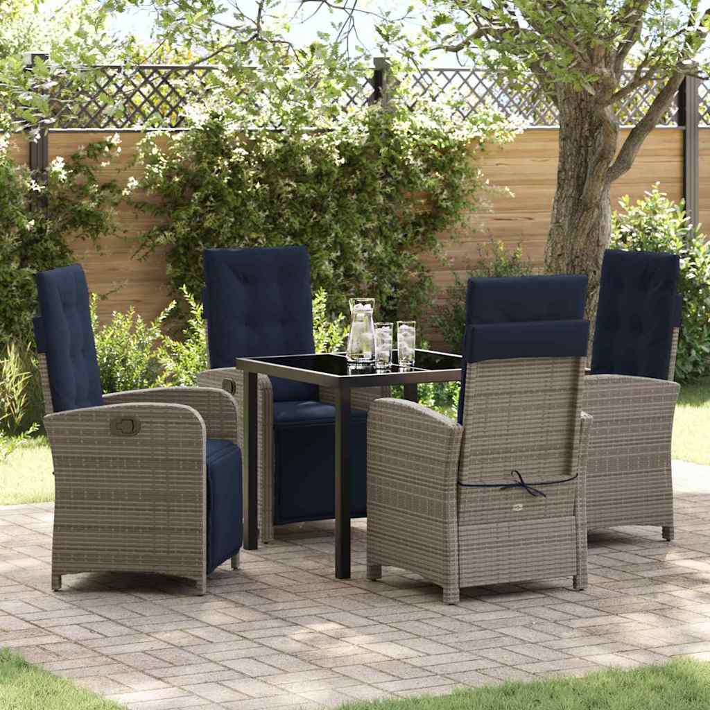 Have Spisebordssæt med pude 5 pcs Grå polyrattan