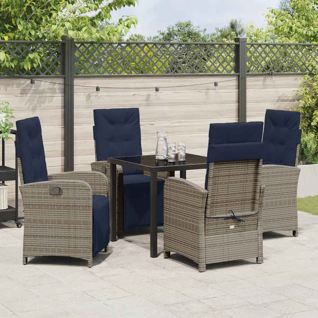 Have Spisebordssæt med pude 5 pcs Grå polyrattan