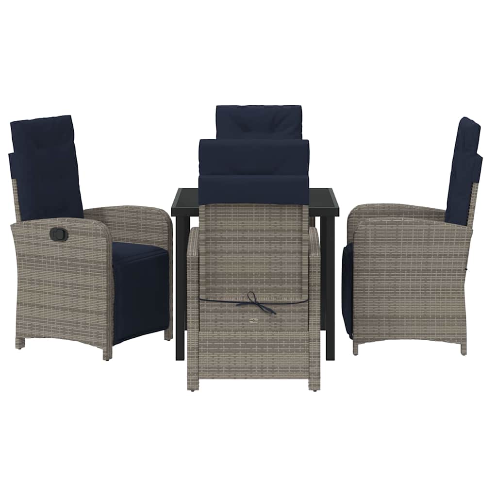 Have Spisebordssæt med pude 5 pcs Grå polyrattan