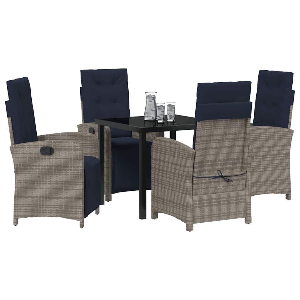 Have Spisebordssæt med pude 5 pcs Grå polyrattan