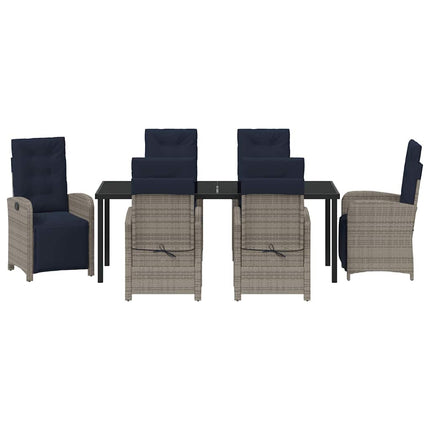 Have Spisebordssæt med pude 7 pcs Grå polyrattan
