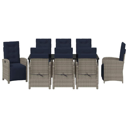 Have Spisebordssæt med pude 9 pcs Grå polyrattan
