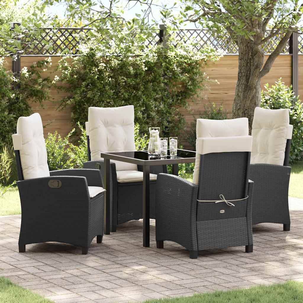 Have Spisebordssæt med pude 5 pcs Sort polyrattan