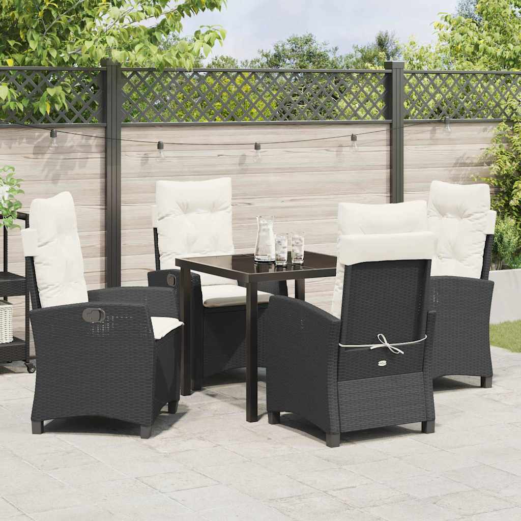 Have Spisebordssæt med pude 5 pcs Sort polyrattan