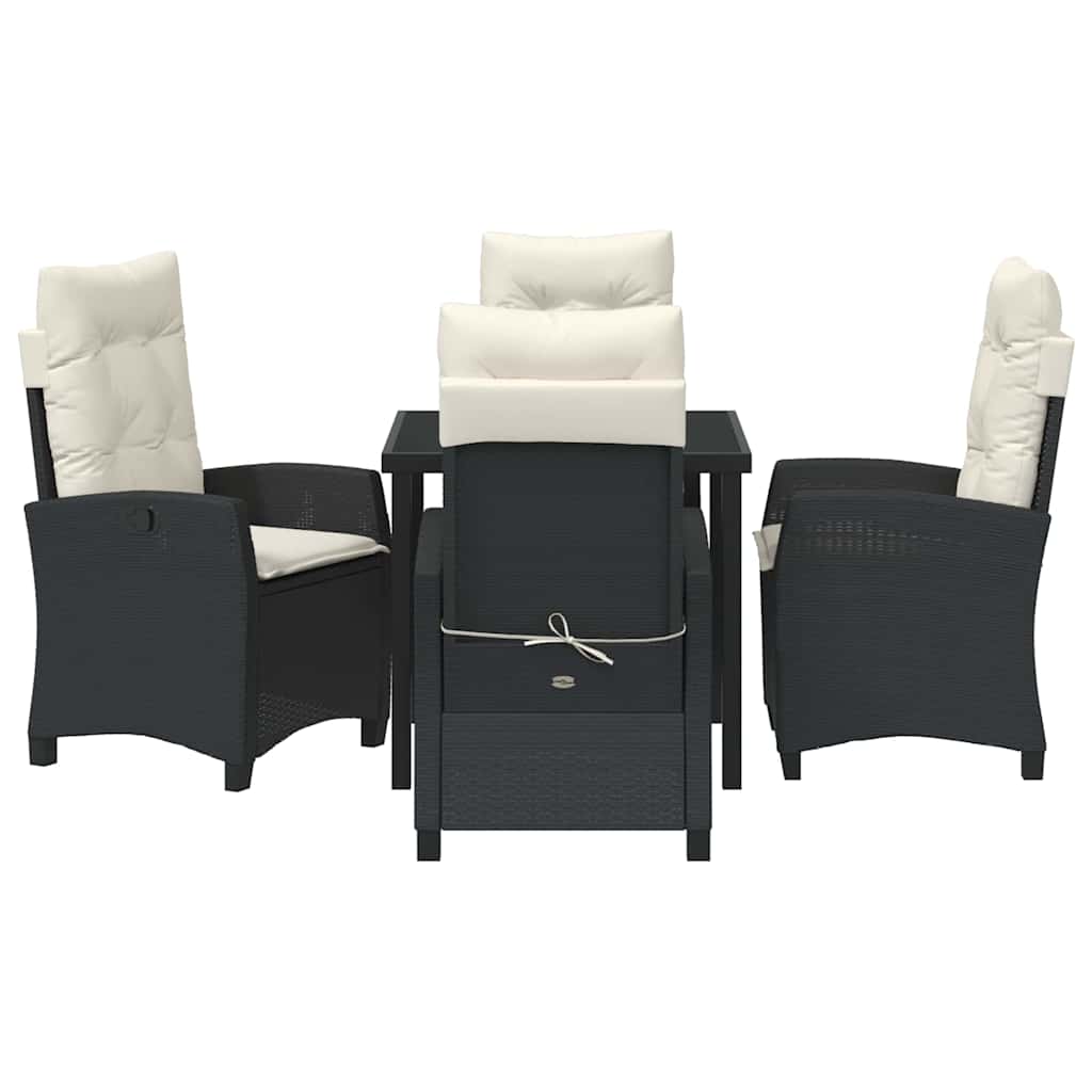 Have Spisebordssæt med pude 5 pcs Sort polyrattan