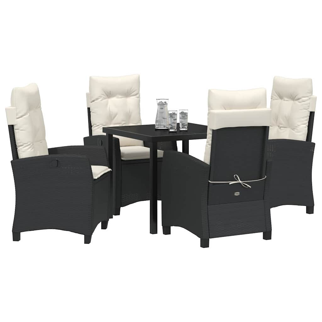 Have Spisebordssæt med pude 5 pcs Sort polyrattan