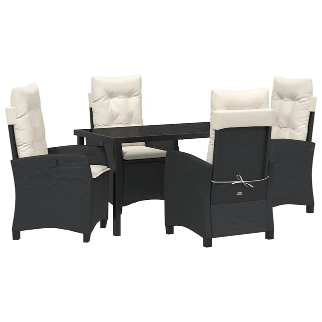 Have Spisebordssæt 5 stk. Sort polyrattan