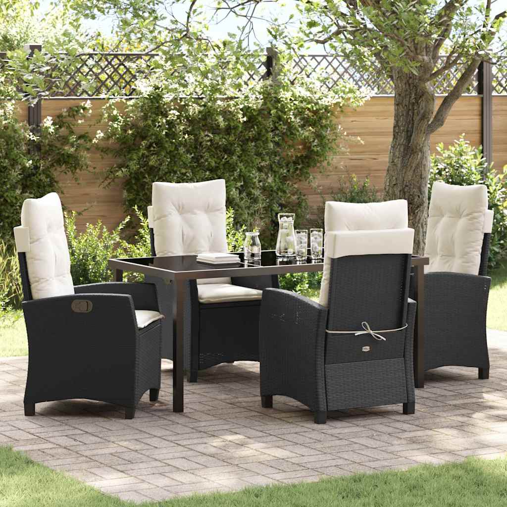 Have Spisebordssæt med pude 5 pcs Sort polyrattan