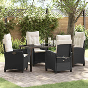 Have Spisebordssæt med pude 5 pcs Sort polyrattan