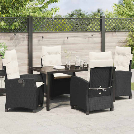 Have Spisebordssæt med pude 5 pcs Sort polyrattan
