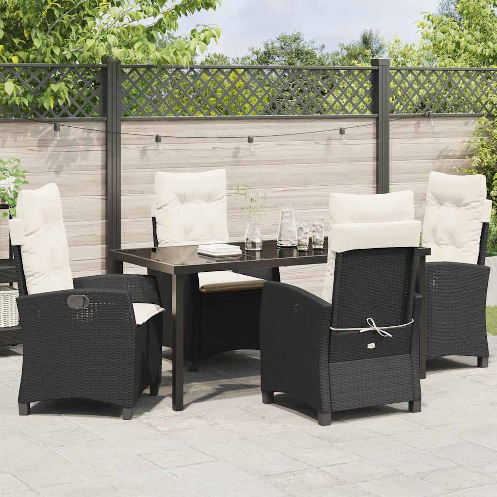Have Spisebordssæt med pude 5 pcs Sort polyrattan