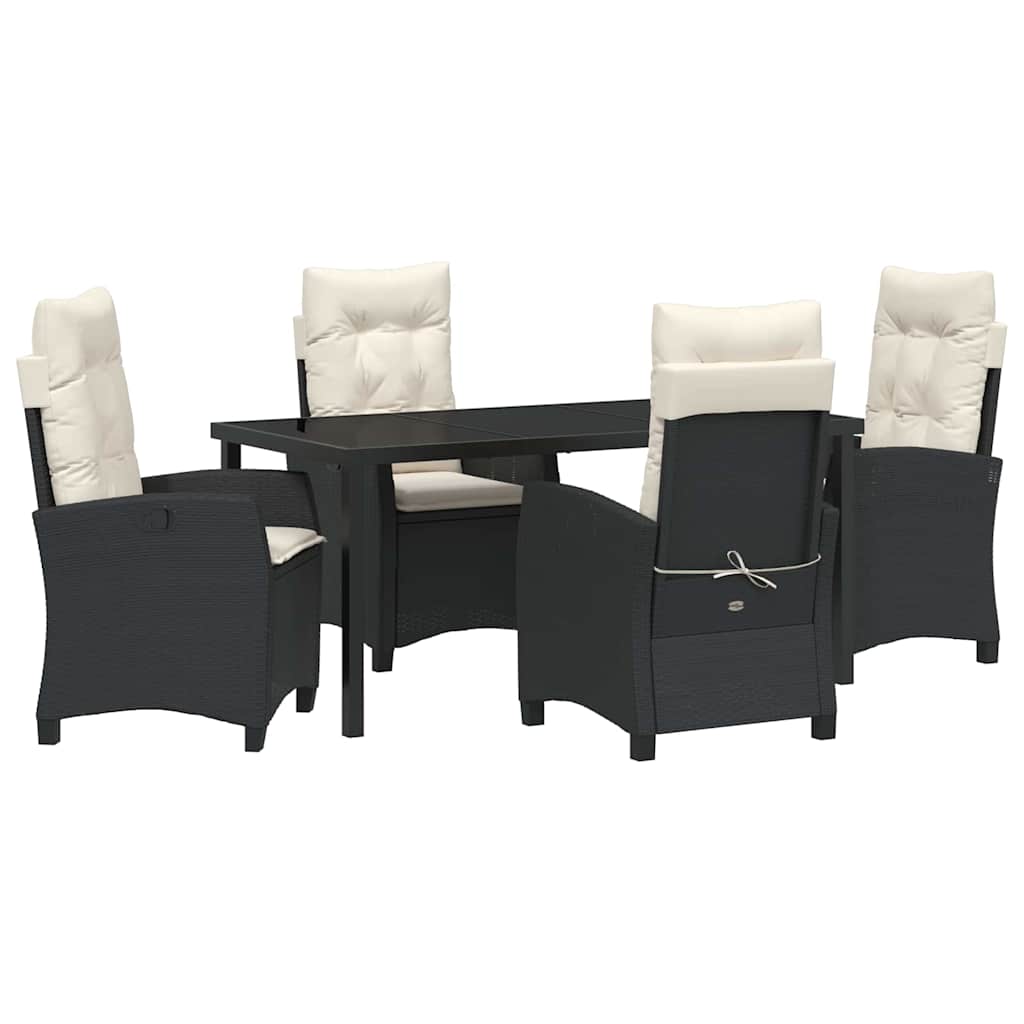 Have Spisebordssæt med pude 5 pcs Sort polyrattan