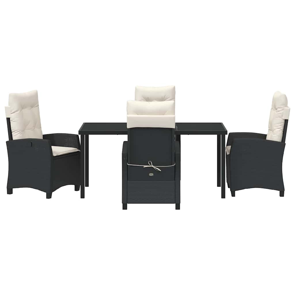 Have Spisebordssæt med pude 5 pcs Sort polyrattan