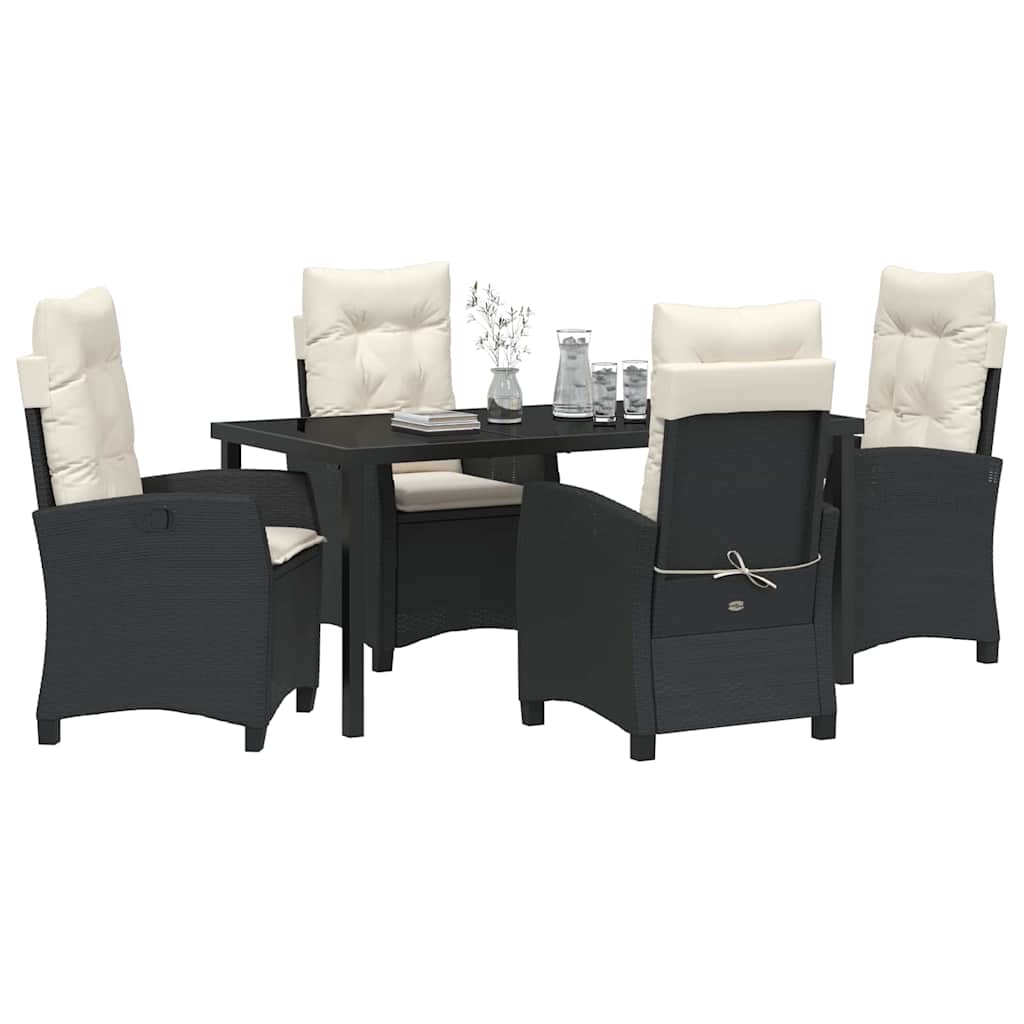 Have Spisebordssæt med pude 5 pcs Sort polyrattan
