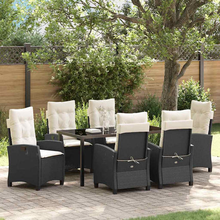 Have Spisebordssæt med pude 7 pcs Sort polyrattan