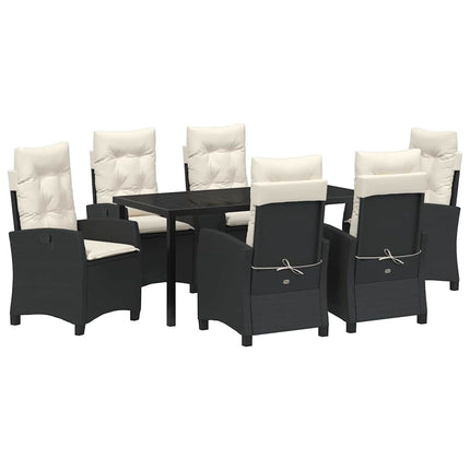 Have Spisebordssæt med pude 7 pcs Sort polyrattan