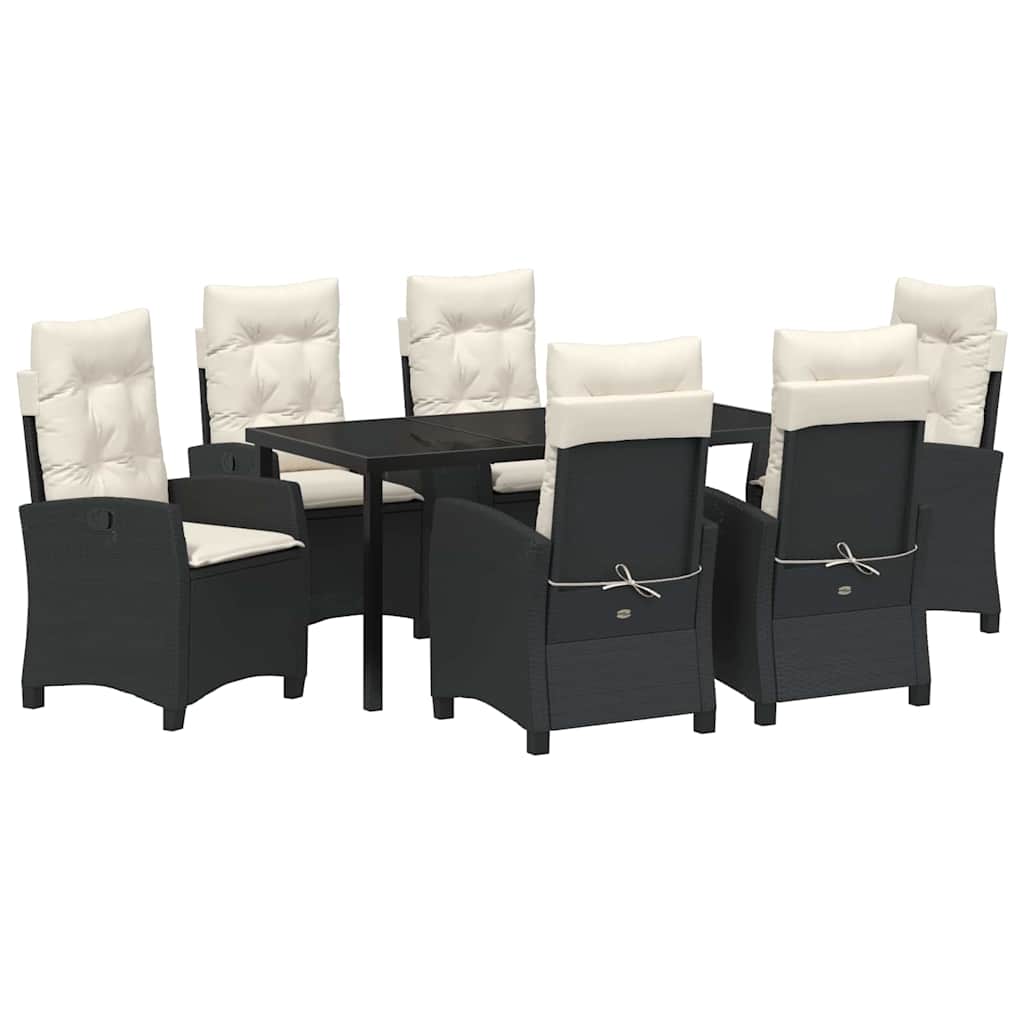 Have Spisebordssæt med pude 7 pcs Sort polyrattan