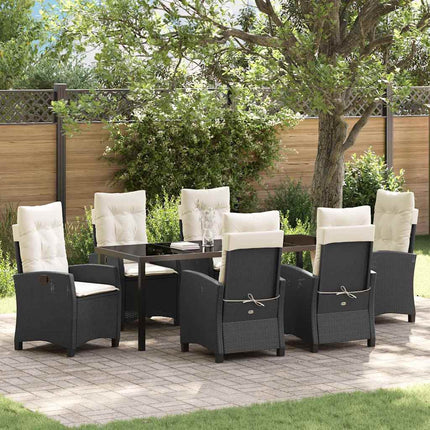 Have Spisebordssæt med pude 7 pcs Sort polyrattan