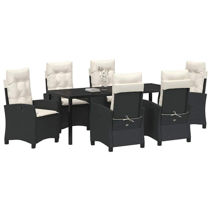Have Spisebordssæt med pude 7 pcs Sort polyrattan