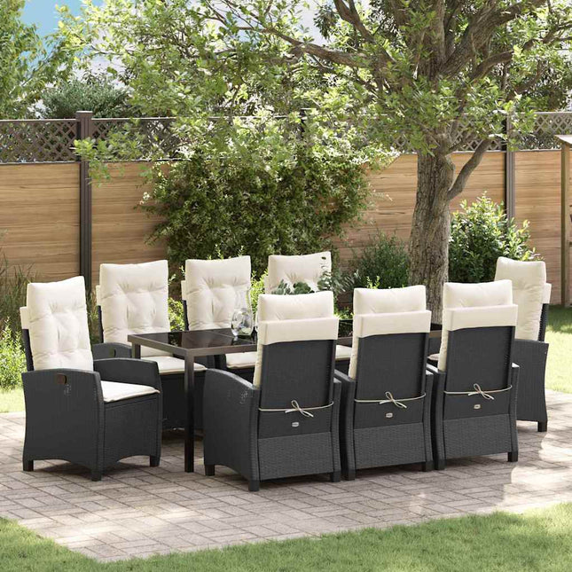 Have Spisebordssæt 9 stk. Sort polyrattan