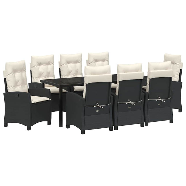 Have Spisebordssæt 9 stk. Sort polyrattan
