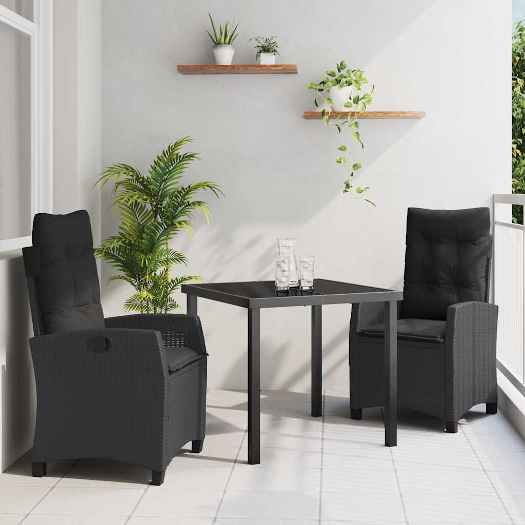 Have Spisebordssæt med pude 3 pcs Sort polyrattan