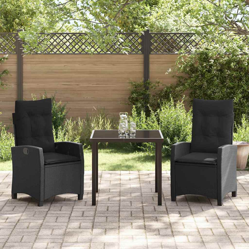 Have Spisebordssæt med pude 3 pcs Sort polyrattan