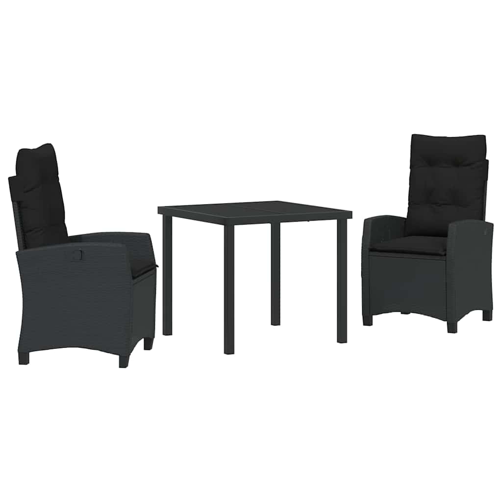 Have Spisebordssæt med pude 3 pcs Sort polyrattan