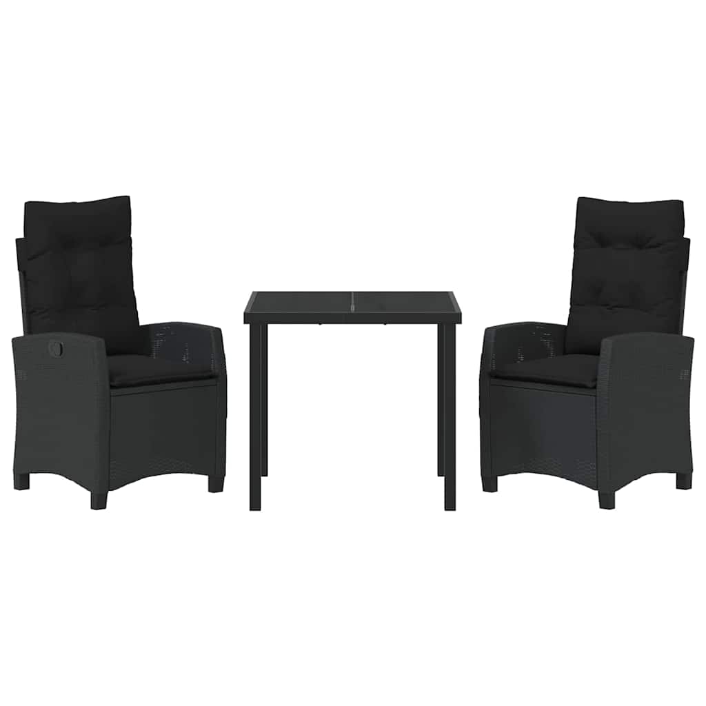 Have Spisebordssæt med pude 3 pcs Sort polyrattan