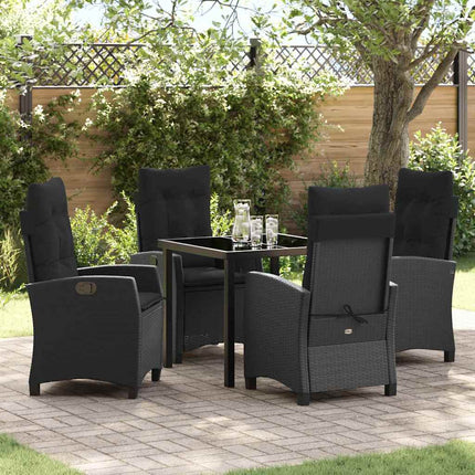Have Spisebordssæt med pude 5 pcs Sort polyrattan
